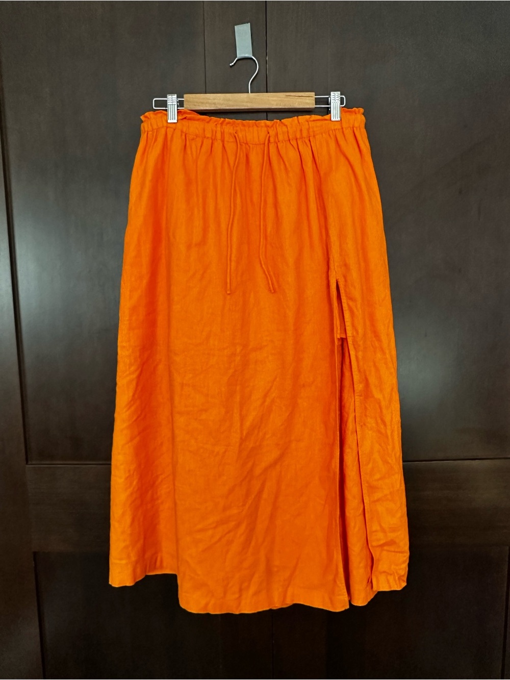 Abercrombie & Fitch Bright Orange Maxi Skirt with Side Slit